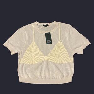 Women's Cream Short Sleeve Crop Top